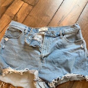Abercrombie & Fitch Light Blue Frayed Denim Shorts